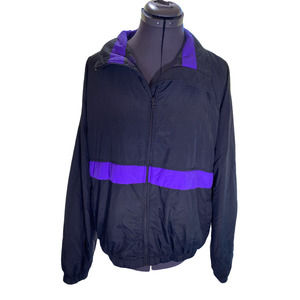 Halloway Vintage Women's Size XL Black Purple Lightweight Windbreaker